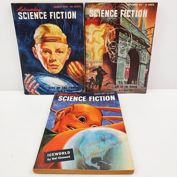 Astounding Science Fiction Magazine 1951 Aug-Dec 5 Issues When Worlds Collide - Picture 7 of 13